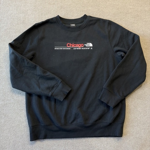 The North Face Men's Black Chicago Sweatshirt Crew Neck Retro Size L - Picture 2 of 9